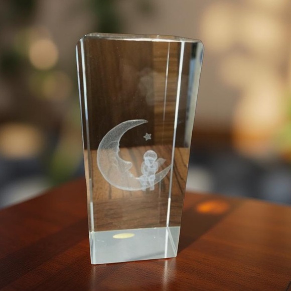 Crystal Angel on the Moon and Star Figurine Cube New - Picture 13 of 13